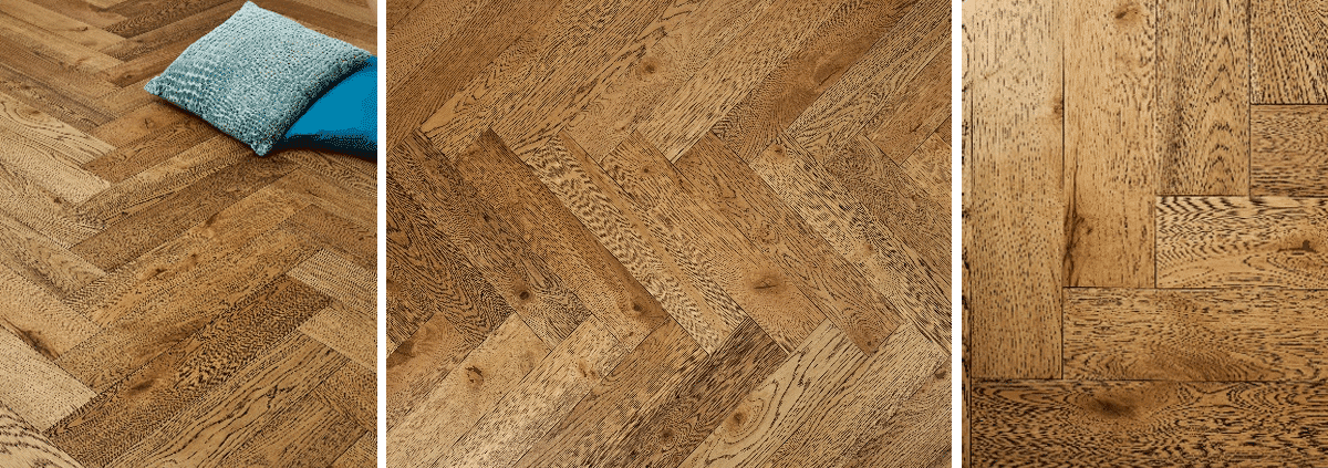 Wood floor sanding and refinishing process showing plank details and finish