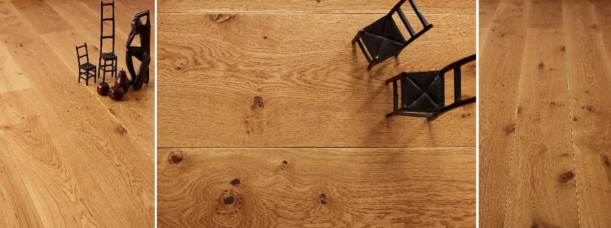 Darkened wood floor in a modern living room without sanding process