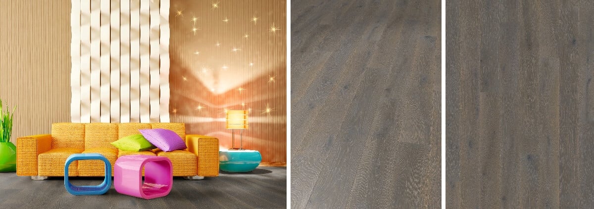 Detailed image showing glue down hardwood flooring installation tips in progress